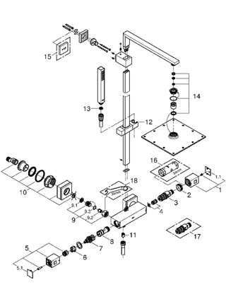 bản vẽ kỹ thuật sen cây Grohe 26087000