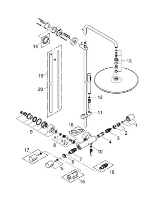 bản vẽ kỹ thuật sen cây Grohe 27174001