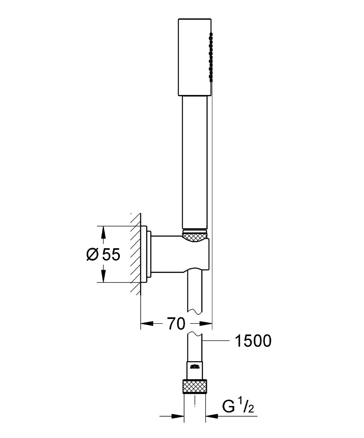 kích thước bộ sen tắm và gác sen Grohe 28348000