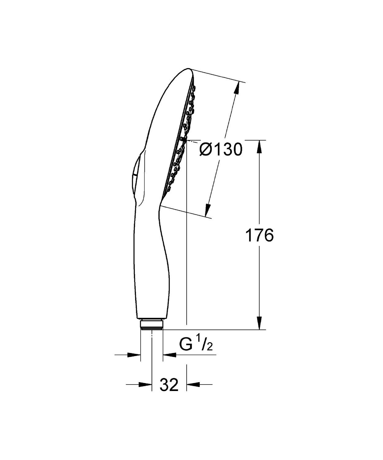 Kích thước sen tắm gắn tường Grohe 27672000