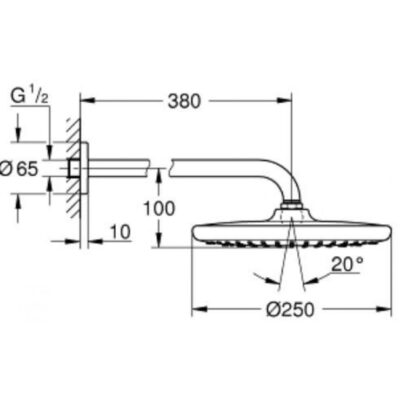 Bản vẽ kỹ thuật bát sen tròn âm tường GROHE 26668000